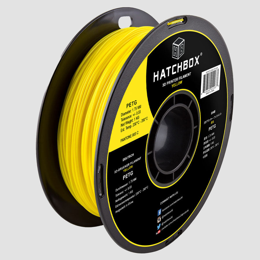 Hatchbox PETG Yellow -1.75MM,1KG spool,3D filament, +/- 0.03mm – HATCHBOX 3D