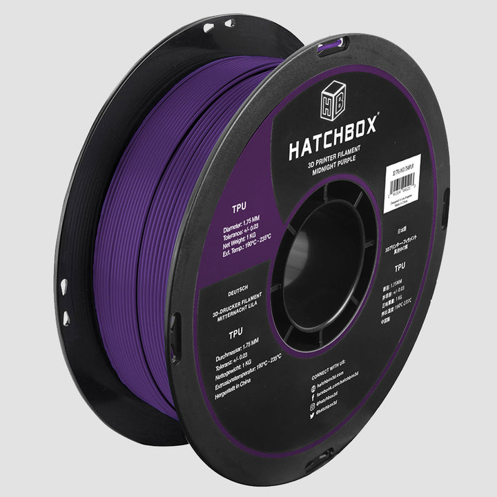 MIDNIGHT PURPLE TPU FILAMENT - 1.75MM, 1KG SPOOL (SHORE 95A)