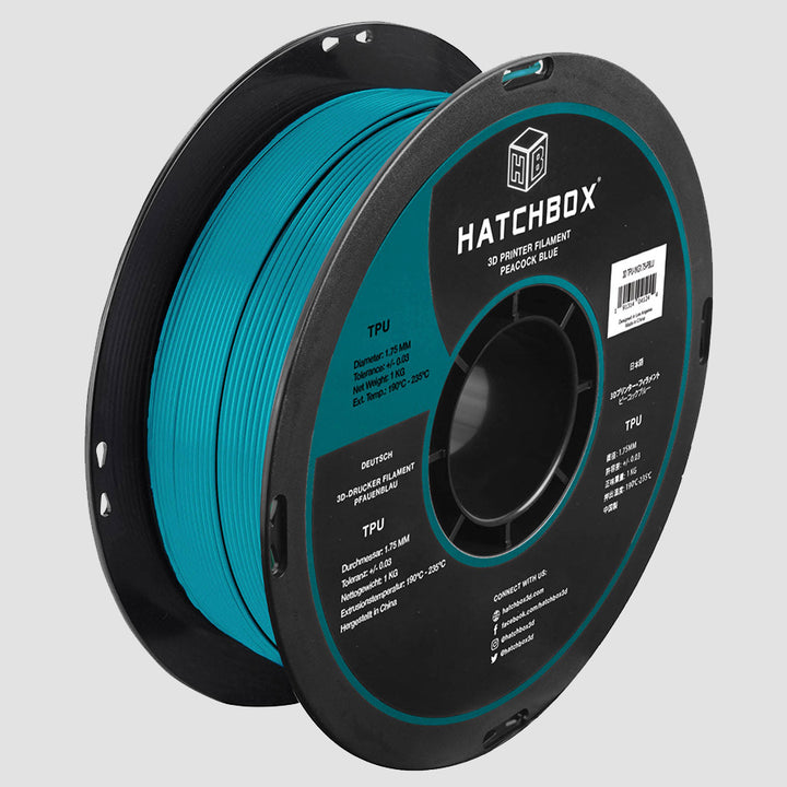 PEACOCK BLUE TPU FILAMENT - 1.75MM, 1KG SPOOL (SHORE 95A)