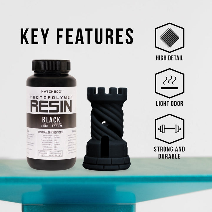 Black 3D Printer Resin - 405nm, 500ml Bottle