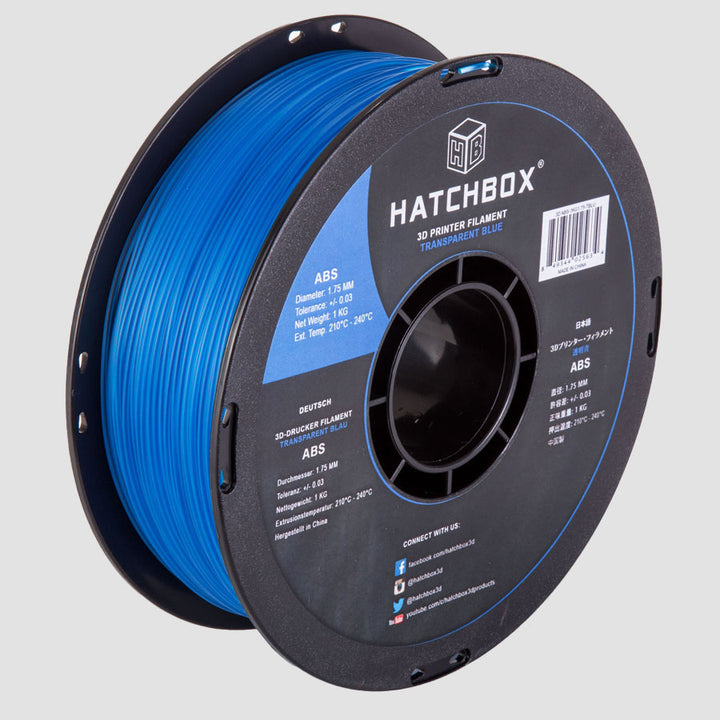 TRANSPARENT BLUE ABS FILAMENT - 1.75MM, 1KG SPOOL