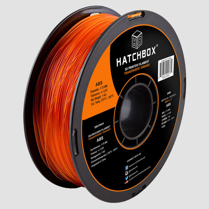 TRANSPARENT ORANGE ABS FILAMENT - 1.75MM, 1KG SPOOL