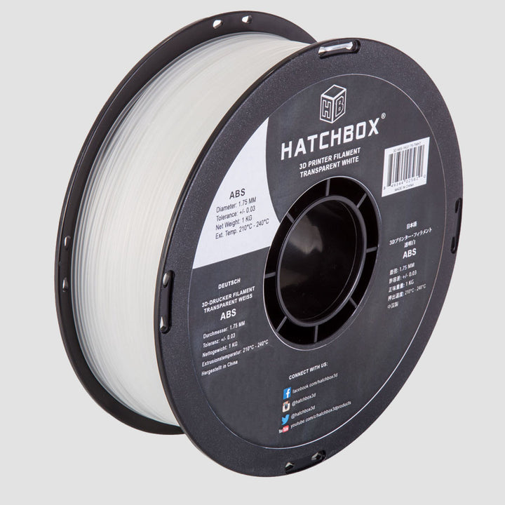 TRANSPARENT WHITE ABS FILAMENT - 1.75MM, 1KG SPOOL