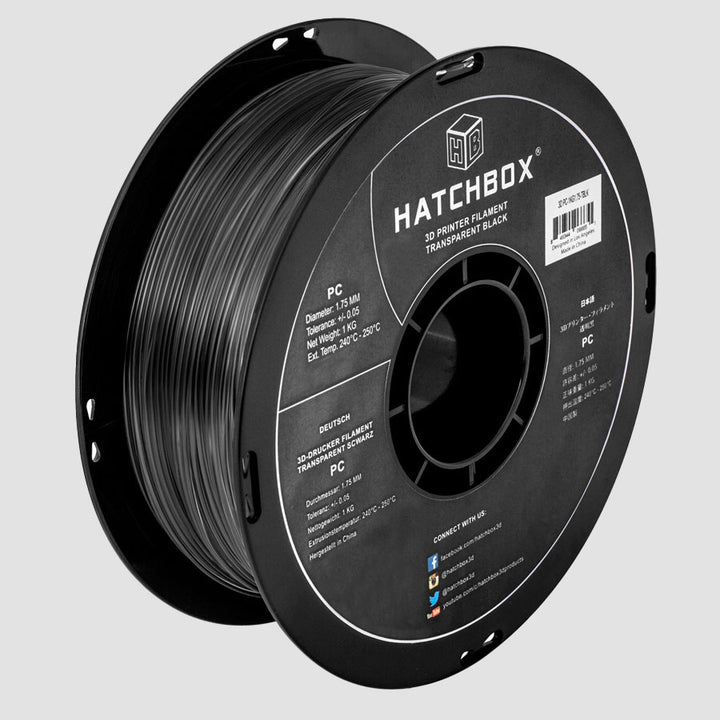 TRANSPARENT BLACK PC FILAMENT - 1.75MM, 1KG SPOOL