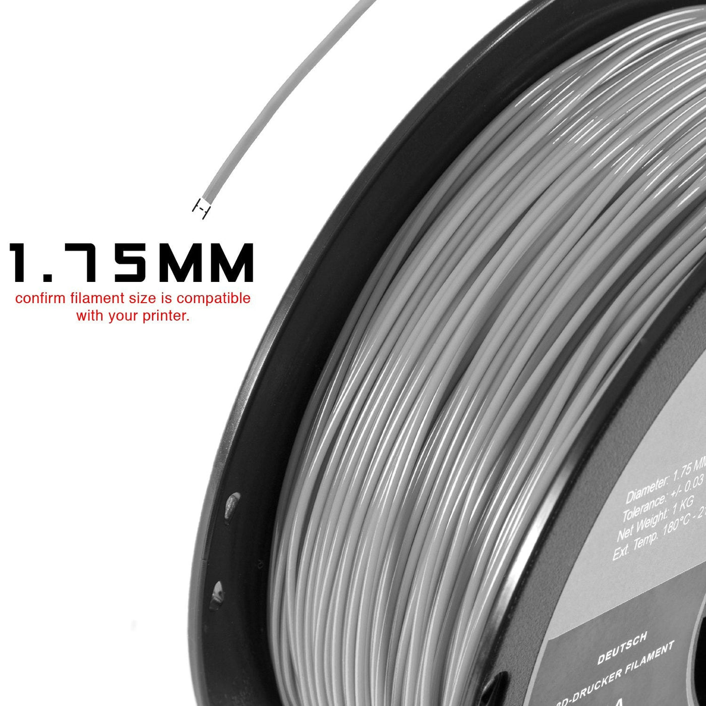 Silver PLA filament 1kg