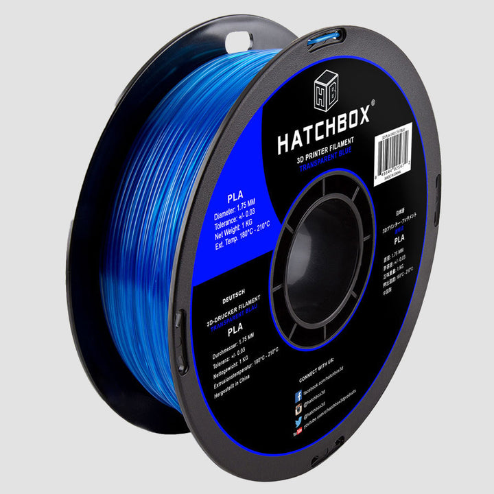 TRANSPARENT BLUE PLA FILAMENT - 1.75MM, 1KG SPOOL