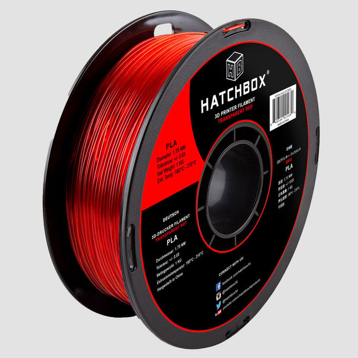 TRANSPARENT RED PLA FILAMENT - 1.75MM, 1KG SPOOL