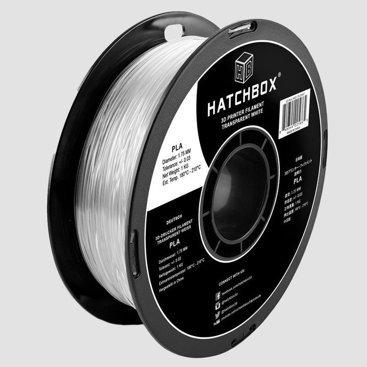 TRANSPARENT WHITE PLA FILAMENT - 1.75MM, 1KG SPOOL