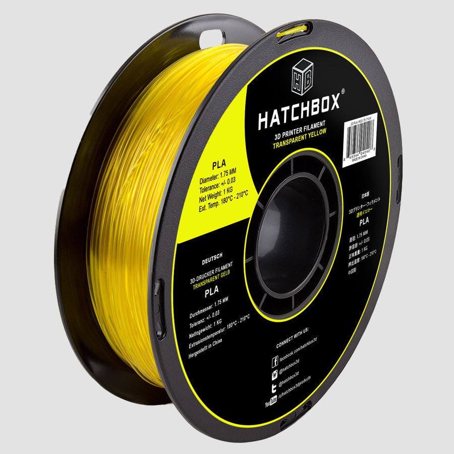 TRANSPARENT YELLOW PLA FILAMENT - 1.75MM, 1KG SPOOL