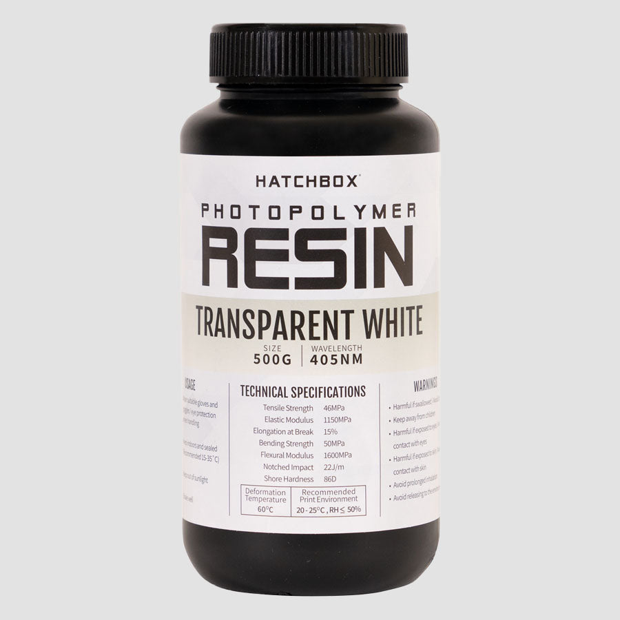 Transparent White 3D Printer Resin - 405nm, 500ml Bottle