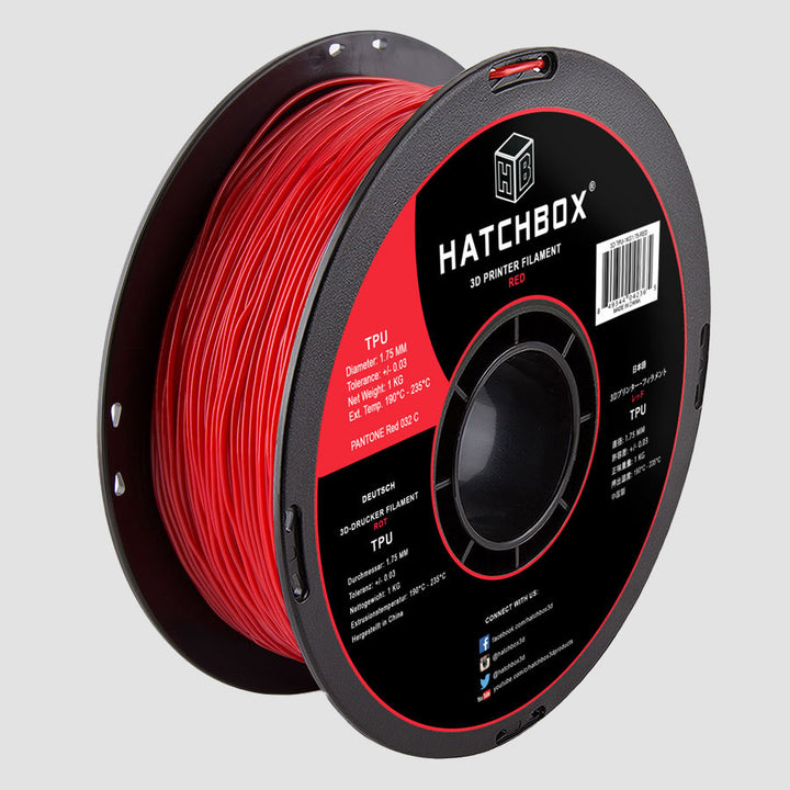 RED TPU FILAMENT - 1.75MM, 1KG SPOOL (SHORE 95A)